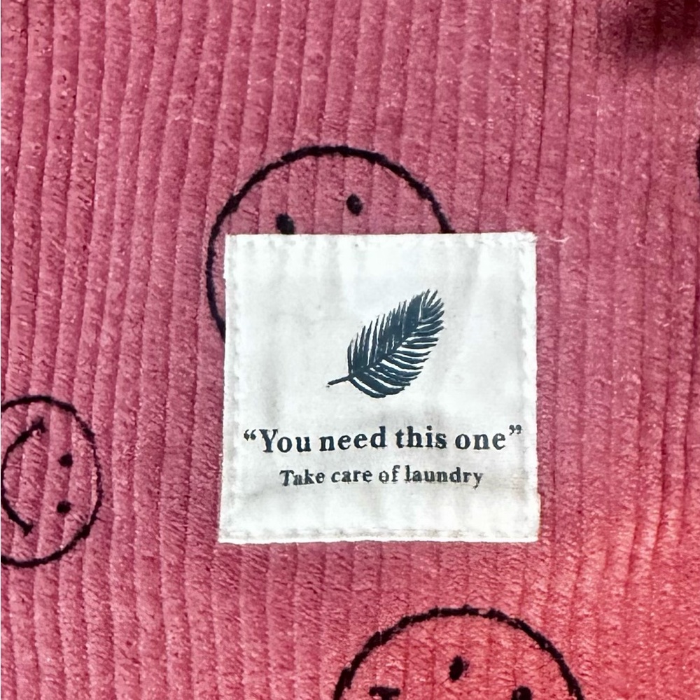 Pink Corduroy Smiley Face Tote Bag - Picture 2 of 13